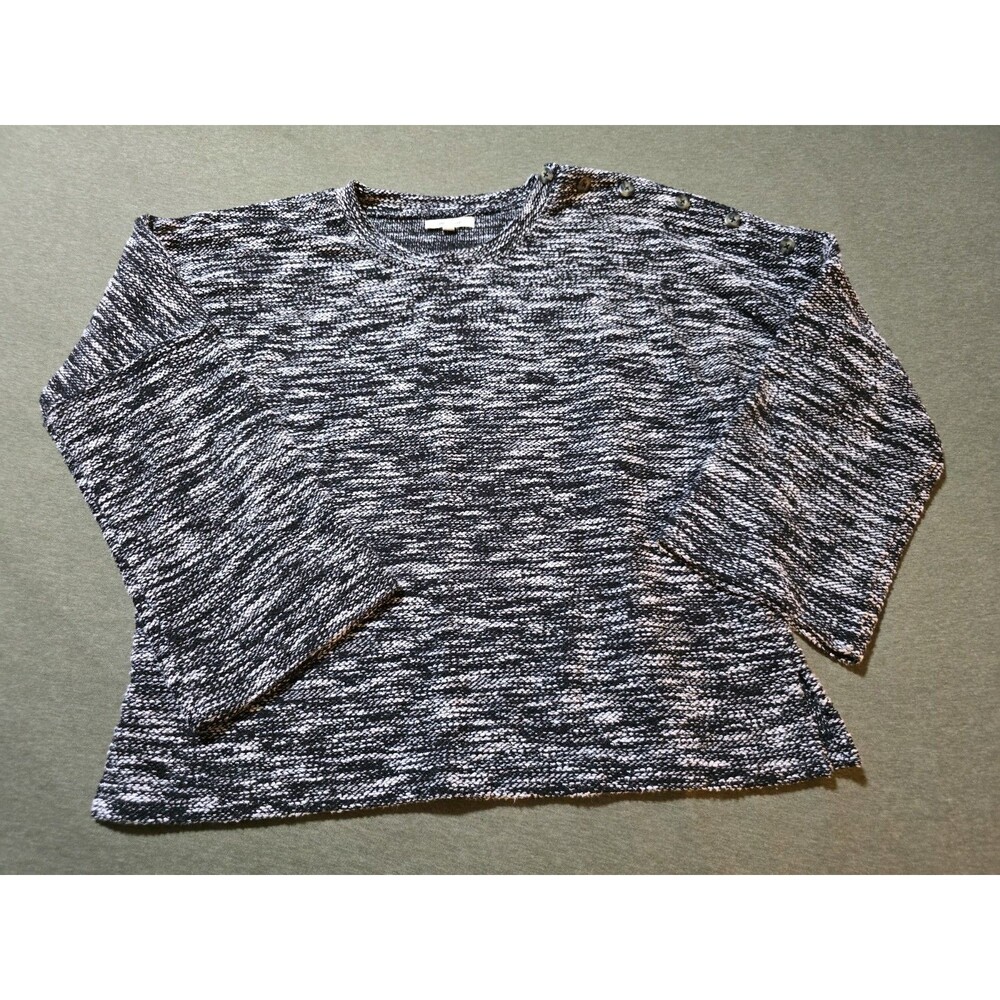 Madewell Boxy Flare Sleeve Marled Lagenlook Sweater Monochrome Size Med